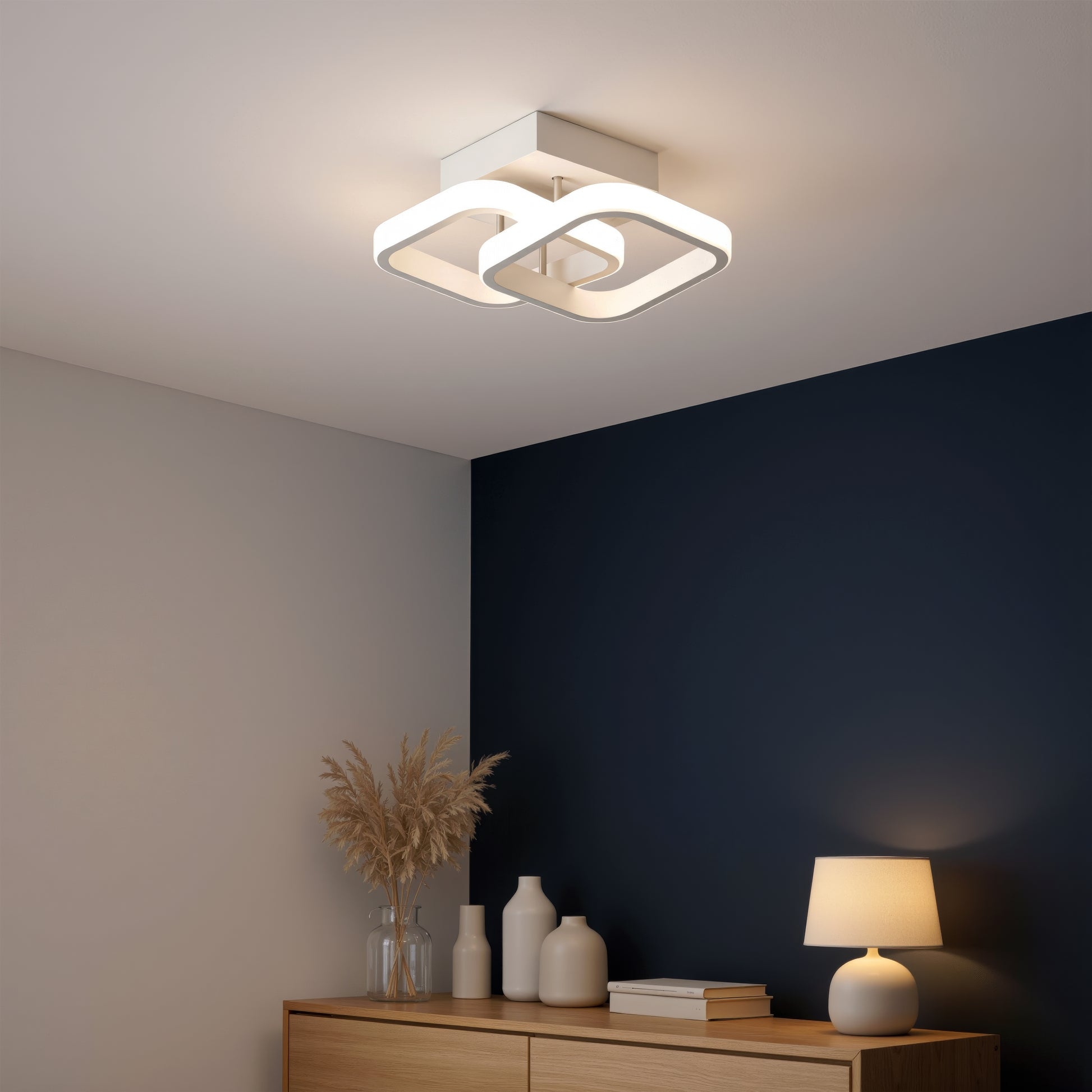 Πολυέλαιος LED VERTEX Matrix, Επικαλυπτόμενα διαμάντια, Μεταλλικά πλαίσια, 24W, 2 Διαμάντια, Κρύο/Ζεστό/Ουδέτερο φως 3000K/4000K/6000K, Λευκοί πολυέλαιοι LED Προεπιλεγμένος τίτλος Alessandro Design