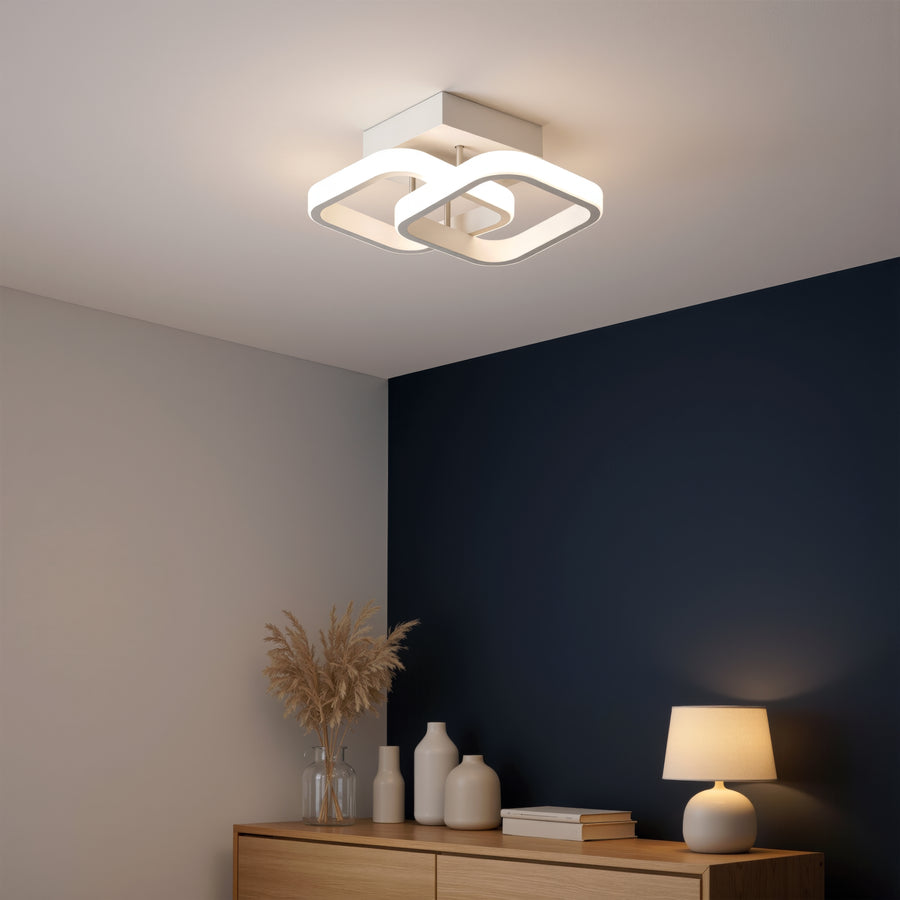 Πολυέλαιος LED VERTEX Matrix, Επικαλυπτόμενα διαμάντια, Μεταλλικά πλαίσια, 24W, 2 Διαμάντια, Κρύο/Ζεστό/Ουδέτερο φως 3000K/4000K/6000K, Λευκοί πολυέλαιοι LED Προεπιλεγμένος τίτλος Alessandro Design