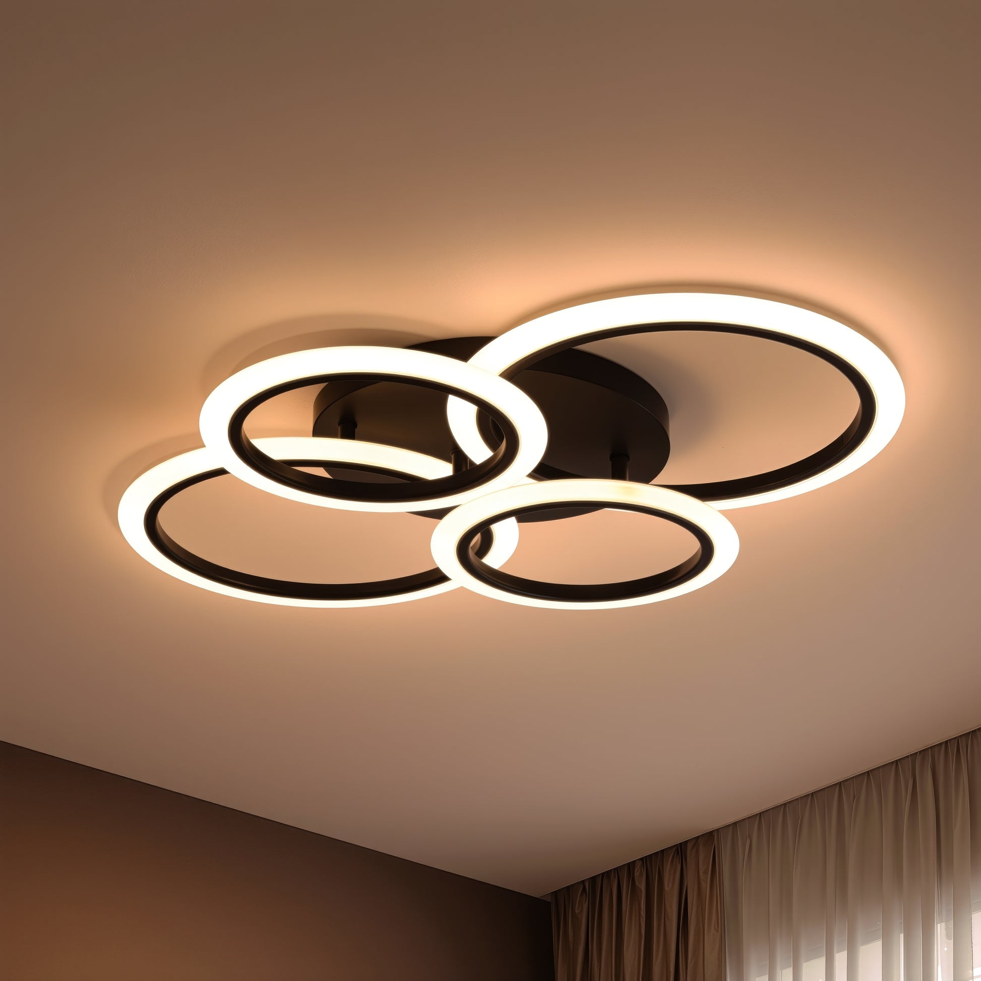 Πολυέλαιος LED με τηλεχειριστήριο BETTY 43W, 4 κύκλοι, κρύο/θερμό/ουδέτερο φως, ρυθμιζόμενο, μαύροι πολυέλαιοι LED με τηλεχειριστήριο Προεπιλεγμένος τίτλος Alessandro Design