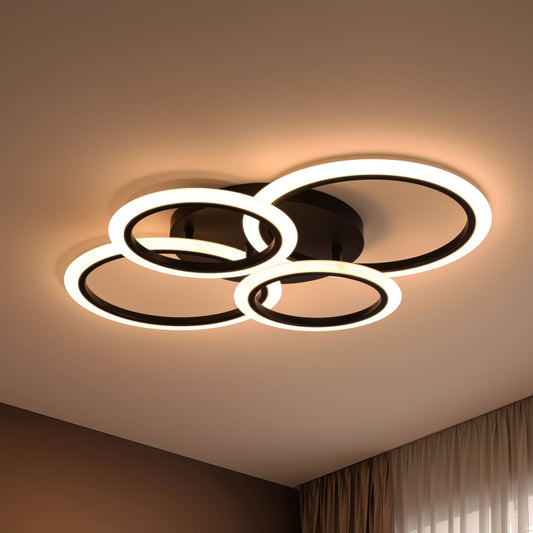 Πολυέλαιος LED με τηλεχειριστήριο BETTY 43W, 4 κύκλοι, κρύο/θερμό/ουδέτερο φως, ρυθμιζόμενο, μαύροι πολυέλαιοι LED με τηλεχειριστήριο Προεπιλεγμένος τίτλος Alessandro Design