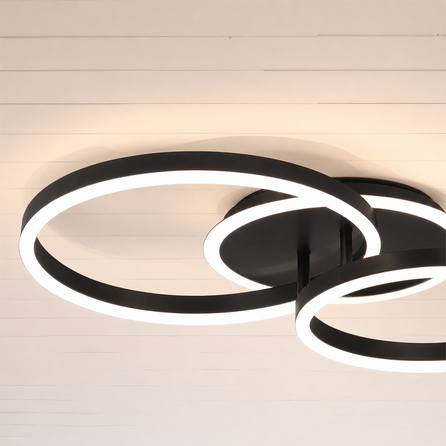 Πολυέλαιος LED με τηλεχειριστήριο RINOVA 66W, 2 κύκλοι, κρύο/ζεστό/ουδέτερο φως, ρυθμιζόμενο, μαύροι πολυέλαιοι LED με τηλεχειριστήριο Προεπιλεγμένος τίτλος Alessandro Design