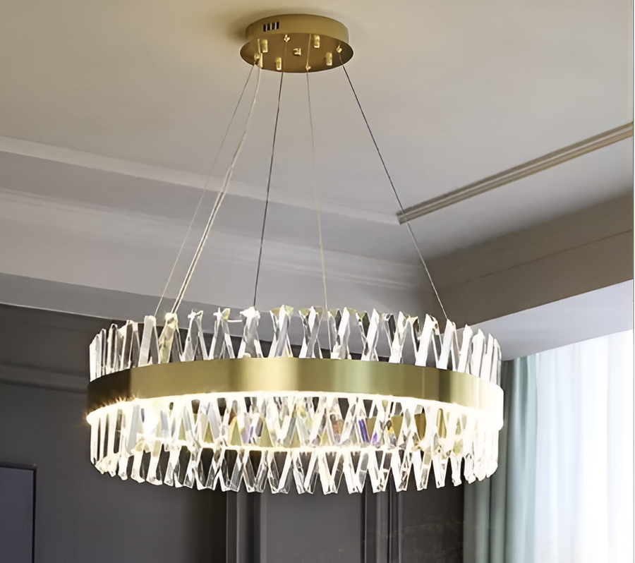 CASERTA Magno LED Πολυέλαιος με Τηλεχειριστήριο, 68W, Dimmable, 3000K/4000K/6000K, Διάμετρος 60cm, Gold Crystal Chandeliers Προεπιλεγμένος τίτλος Alessandro Design
