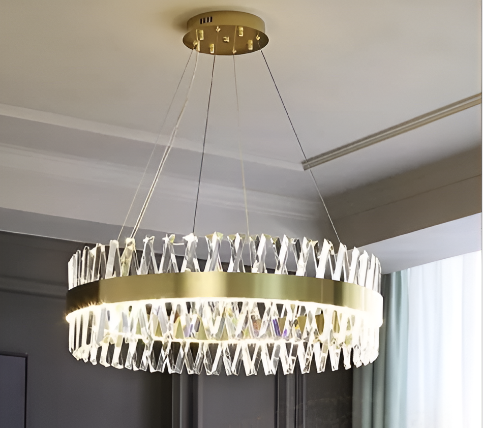 CASERTA Magno LED Πολυέλαιος με Τηλεχειριστήριο, 68W, Dimmable, 3000K/4000K/6000K, Διάμετρος 60cm, Gold Crystal Chandeliers Προεπιλεγμένος τίτλος Alessandro Design