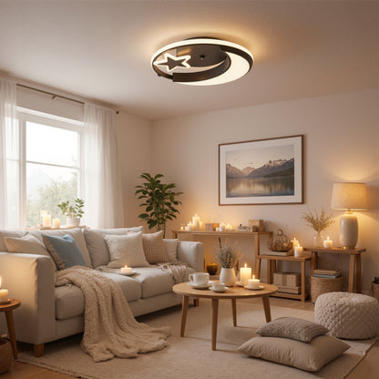 Πολυέλαιος LED με τηλεχειριστήριο ALYONA 44W, Σελήνη και αστέρι, Κρύο/Θερμό/Ουδέτερο φως, Ρυθμιζόμενο, Μαύρος πολυέλαιος LED με τηλεχειριστήριο Προεπιλεγμένος τίτλος Alessandro Design