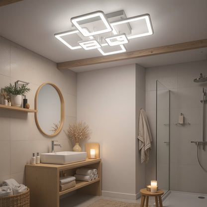 Πολυέλαιος LED με τηλεχειριστήριο ELLA 119W, 6 τετράγωνα, κρύο/θερμό/ουδέτερο φως, ρυθμιζόμενο, λευκός πολυέλαιος LED με τηλεχειριστήριο Προεπιλεγμένος τίτλος Alessandro Design