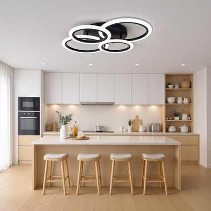 Πολυέλαιος LED με τηλεχειριστήριο BETTY 43W, 4 κύκλοι, κρύο/θερμό/ουδέτερο φως, ρυθμιζόμενο, μαύροι πολυέλαιοι LED με τηλεχειριστήριο Προεπιλεγμένος τίτλος Alessandro Design