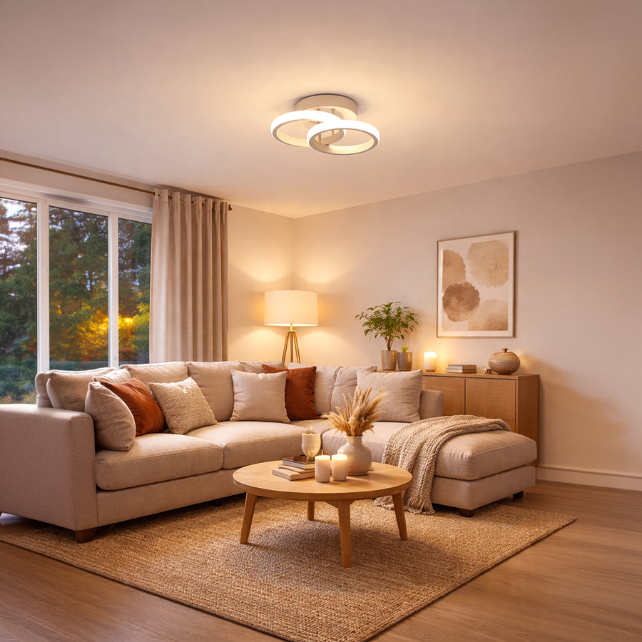 Πολυέλαιος LED VERTEX CIRCULA 21W, 2 κύκλοι, Μεταλλικά πλαίσια, Κρύο/Ζεστό/Ουδέτερο φως, Λευκοί πολυέλαιοι LED Προεπιλεγμένος τίτλος Alessandro Design