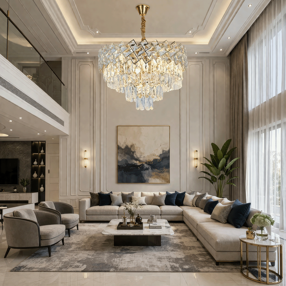 Κρυστάλλινος πολυέλαιος WINDSOR Elegance 8x E14, διάμετρος 39 cm, γυαλιστερό χρυσό, ρυθμιζόμενο ύψος, μεταλλικοί και κρυστάλλινοι πολυέλαιοι, προεπιλεγμένος τίτλος Alessandro Design