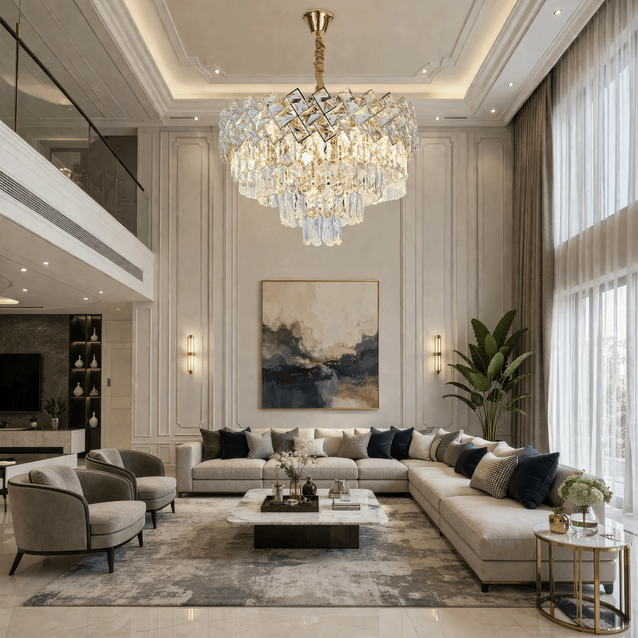 Κρυστάλλινος πολυέλαιος WINDSOR Elegance 8x E14, διάμετρος 39 cm, γυαλιστερό χρυσό, ρυθμιζόμενο ύψος, μεταλλικοί και κρυστάλλινοι πολυέλαιοι, προεπιλεγμένος τίτλος Alessandro Design