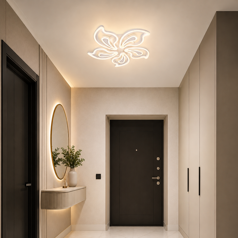 Πολυέλαιος LED με τηλεχειριστήριο GLORIOSA 95W, 5 πέταλα, κρύο/θερμ/ουδέτερο φως, ρυθμιζόμενο, λευκός πολυέλαιος LED με τηλεχειριστήριο Προεπιλεγμένος τίτλος Alessandro Design