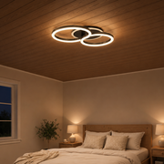 Πολυέλαιος LED με τηλεχειριστήριο RINOVA 66W, 2 κύκλοι, κρύο/ζεστό/ουδέτερο φως, ρυθμιζόμενο, μαύροι πολυέλαιοι LED με τηλεχειριστήριο Προεπιλεγμένος τίτλος Alessandro Design