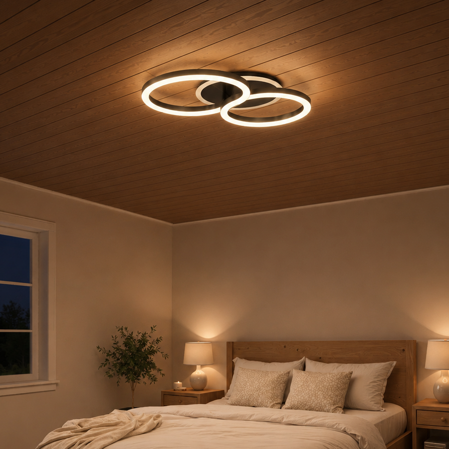 Πολυέλαιος LED με τηλεχειριστήριο RINOVA 66W, 2 κύκλοι, κρύο/ζεστό/ουδέτερο φως, ρυθμιζόμενο, μαύροι πολυέλαιοι LED με τηλεχειριστήριο Προεπιλεγμένος τίτλος Alessandro Design