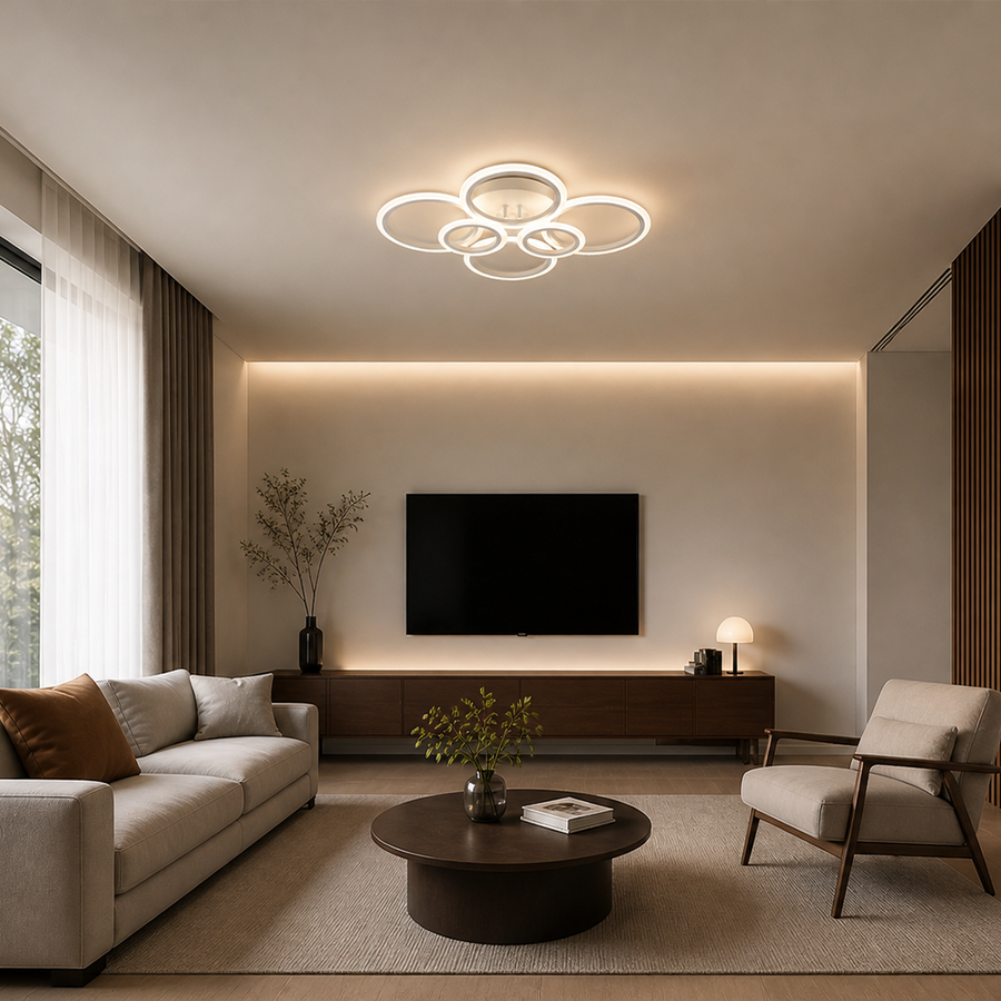 Πολυέλαιος LED με τηλεχειριστήριο BETTY 82W, 6 κύκλοι, κρύο/θερμό/ουδέτερο φως, ρυθμιζόμενο, λευκός πολυέλαιος LED με τηλεχειριστήριο Προεπιλεγμένος τίτλος Alessandro Design