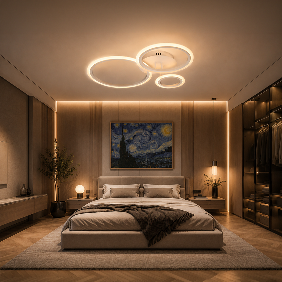 Πολυέλαιος LED με τηλεχειριστήριο BETTY 40W, 3 κύκλοι, κρύο/θερμό/ουδέτερο φως, ρυθμιζόμενο, λευκό, μεταλλικό και ακρυλικό LED πολυέλαιοι με τηλεχειριστήριο Προεπιλεγμένος τίτλος Alessandro Design
