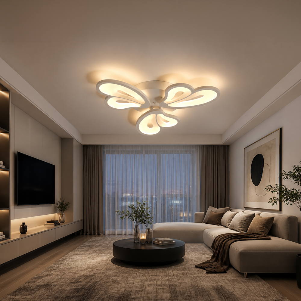 Πολυέλαιος LED με τηλεχειριστήριο BLOSSOM 40W, 3 πέταλα, κρύο/ζεστό/ουδέτερο φως, ρυθμιζόμενο, λευκός πολυέλαιος LED με τηλεχειριστήριο Προεπιλεγμένος τίτλος Alessandro Design
