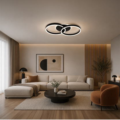 Πολυέλαιος LED με τηλεχειριστήριο RIGA LILITH 34W, 2 κύκλοι, κρύο/θερμ/ουδέτερο φως, ρυθμιζόμενο, μαύροι πολυέλαιοι LED με τηλεχειριστήριο Προεπιλεγμένος τίτλος Alessandro Design