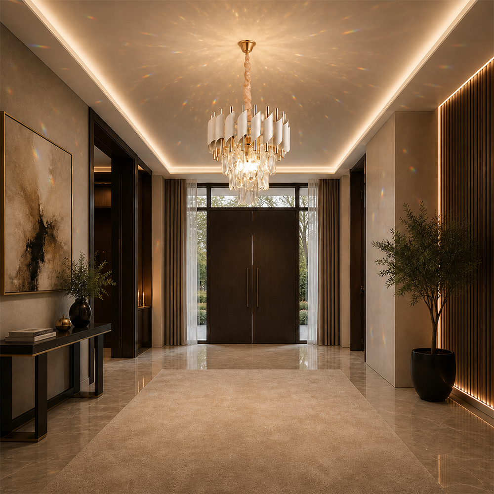 Crystal Chandelier VERSAILLES Petito 3xE14, Διάμετρος 30cm, Γυαλιστερό χρυσό και λευκό, ρυθμιζόμενο ύψος, μεταλλικοί και κρυστάλλινοι πολυέλαιοι κρύσταλλοι Προεπιλεγμένος τίτλος Alessandro Design