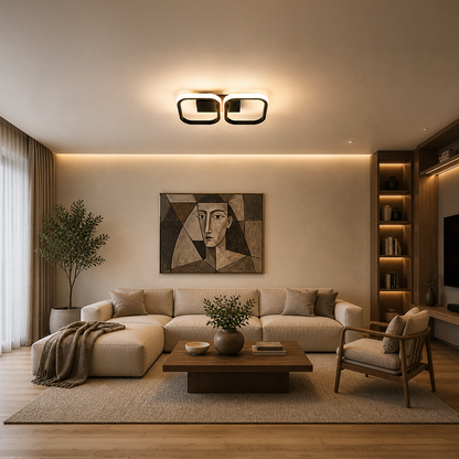 Πολυέλαιος LED VERTEX 21W, 2 τετράγωνα, Γραμμικό, Κρύο/Ζεστό/Ουδέτερο φως, Μαύροι πολυέλαιοι LED Προεπιλεγμένος τίτλος Alessandro Design