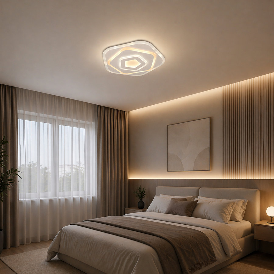 Πολυέλαιος LED με Τηλεχειριστήριο PENTAGON 59W, 40cm, Κρύο/Ζεστό/Ουδέτερο φως 3000K/4000K/6000K, Λευκοί, μεταλλικοί και ακρυλικοί πολυέλαιοι LED με τηλεχειριστήριο Προεπιλεγμένος τίτλος Alessandro Design
