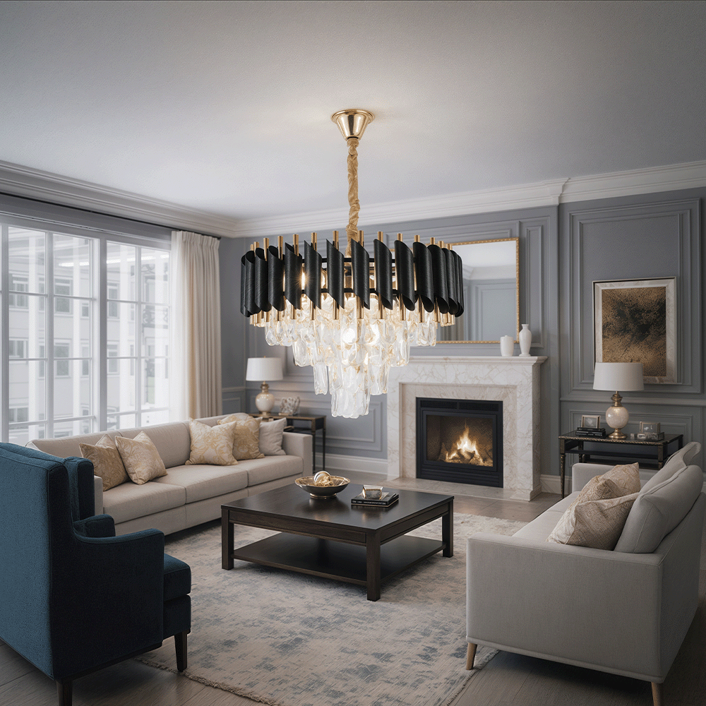 Crystal Chandelier VERSAILLES Nobile 5xE14, Diameter 40cm, Shiny Gold and Black Crystal Chandeliers Προεπιλεγμένος τίτλος Alessandro Design