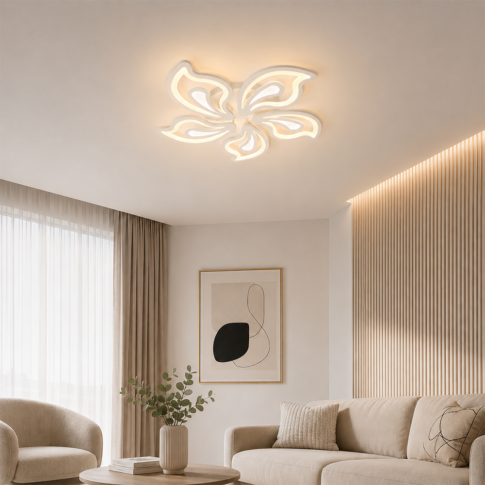 Πολυέλαιος LED με τηλεχειριστήριο LILY 86W, 5 Στοιχεία, Κρύο/Ζεστό/Ουδέτερο φως, Ρυθμιζόμενο, Λευκός πολυέλαιος LED με τηλεχειριστήριο Προεπιλεγμένος τίτλος Alessandro Design