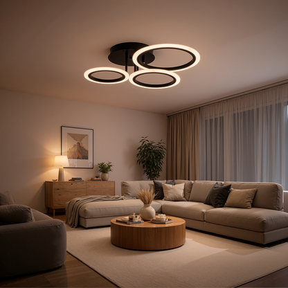 Πολυέλαιος LED με τηλεχειριστήριο BETTY 40W, 3 κύκλοι, κρύο/θερμ/ουδέτερο φως, ρυθμιζόμενο, μαύροι πολυέλαιοι LED με τηλεχειριστήριο Προεπιλεγμένος τίτλος Alessandro Design