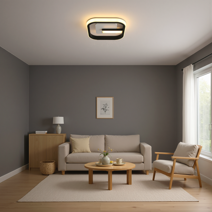 Πολυέλαιος LED VICTORIA 19W, Τετράγωνο, Κρύο/Ζεστό/Ουδέτερο φως, Μαύρο, Λευκό LED Πολυέλαιος Προεπιλεγμένος τίτλος Alessandro Design