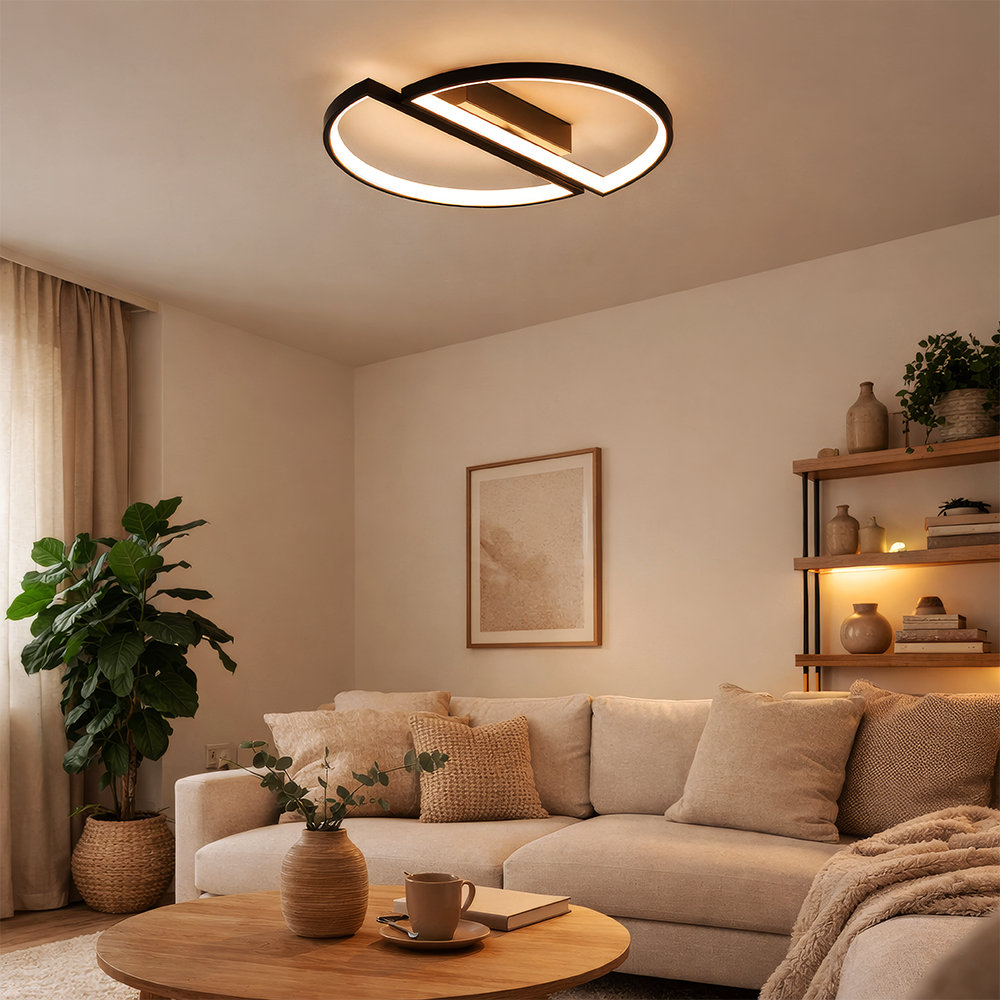 Πολυέλαιος LED με τηλεχειριστήριο VECTOR ARCUS 52W, 2 Στοιχεία, Κρύο/Ζεστό/Ουδέτερο φως, Ρυθμιζόμενο, Μαύροι πολυέλαιοι LED με τηλεχειριστήριο Προεπιλεγμένος τίτλος Alessandro Design