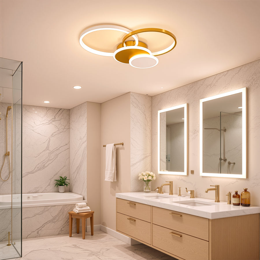 Πολυέλαιος LED με τηλεχειριστήριο KILLIAN 80W, 4 κύκλοι, κρύο/θερμό/ουδέτερο φως, ρυθμιζόμενο, χρυσοί πολυέλαιοι LED με τηλεχειριστήριο Προεπιλεγμένος τίτλος Alessandro Design