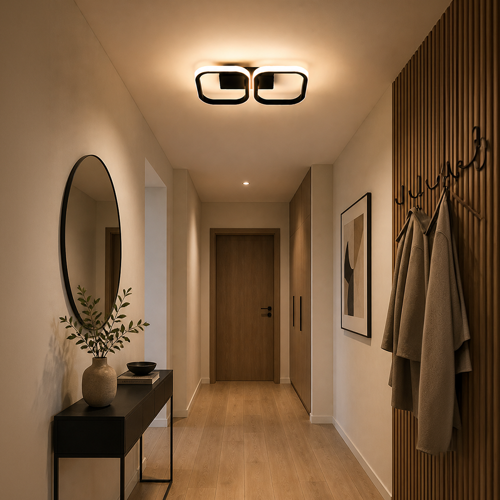 Πολυέλαιος LED VERTEX 21W, 2 τετράγωνα, Γραμμικό, Κρύο/Ζεστό/Ουδέτερο φως, Μαύροι πολυέλαιοι LED Προεπιλεγμένος τίτλος Alessandro Design