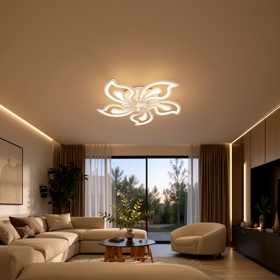 Πολυέλαιος LED με τηλεχειριστήριο GLORIOSA 95W, 5 πέταλα, κρύο/θερμ/ουδέτερο φως, ρυθμιζόμενο, λευκός πολυέλαιος LED με τηλεχειριστήριο Προεπιλεγμένος τίτλος Alessandro Design