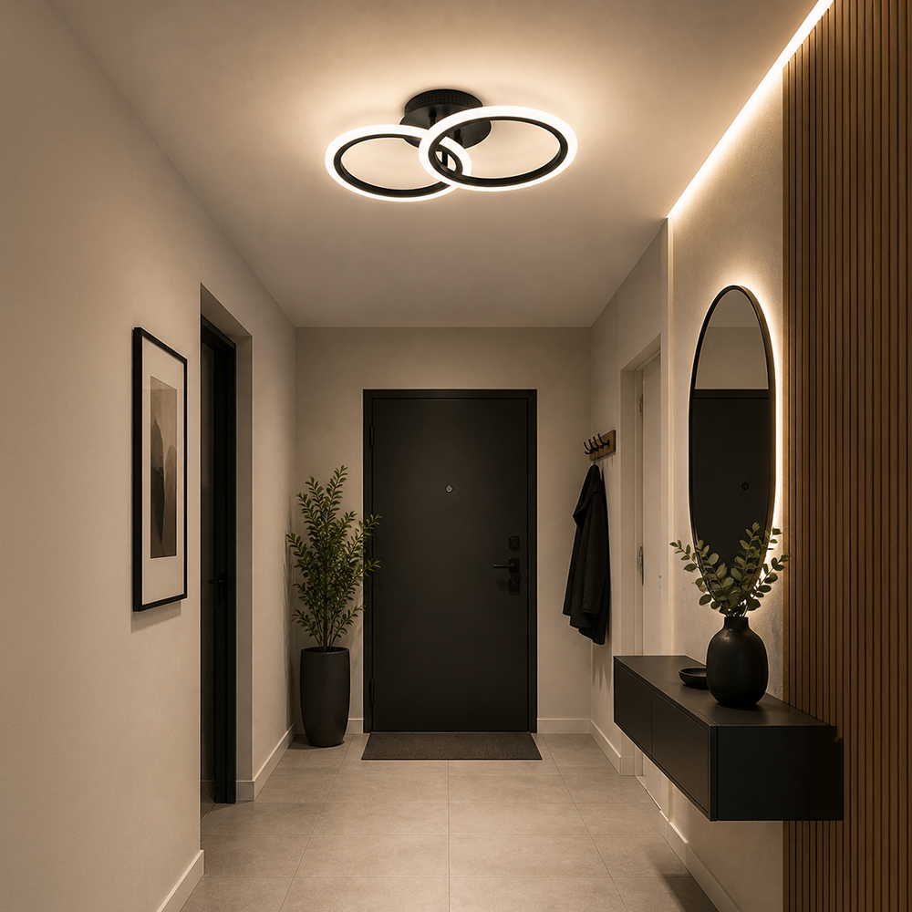 Πολυέλαιος LED με τηλεχειριστήριο BETTY 27W, 2 κύκλοι, κρύο/θερμό/ουδέτερο φως, ρυθμιζόμενο, μαύροι πολυέλαιοι LED με τηλεχειριστήριο Προεπιλεγμένος τίτλος Alessandro Design