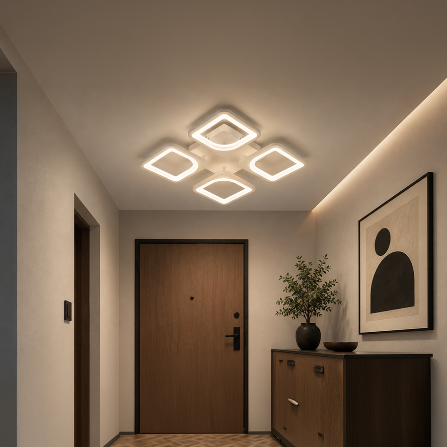 Πολυέλαιος LED με τηλεχειριστήριο ZOE 53W, 4 τετράγωνα, κρύο/θερμό/ουδέτερο φως, ρυθμιζόμενο, λευκός πολυέλαιος LED με τηλεχειριστήριο Προεπιλεγμένος τίτλος Alessandro Design