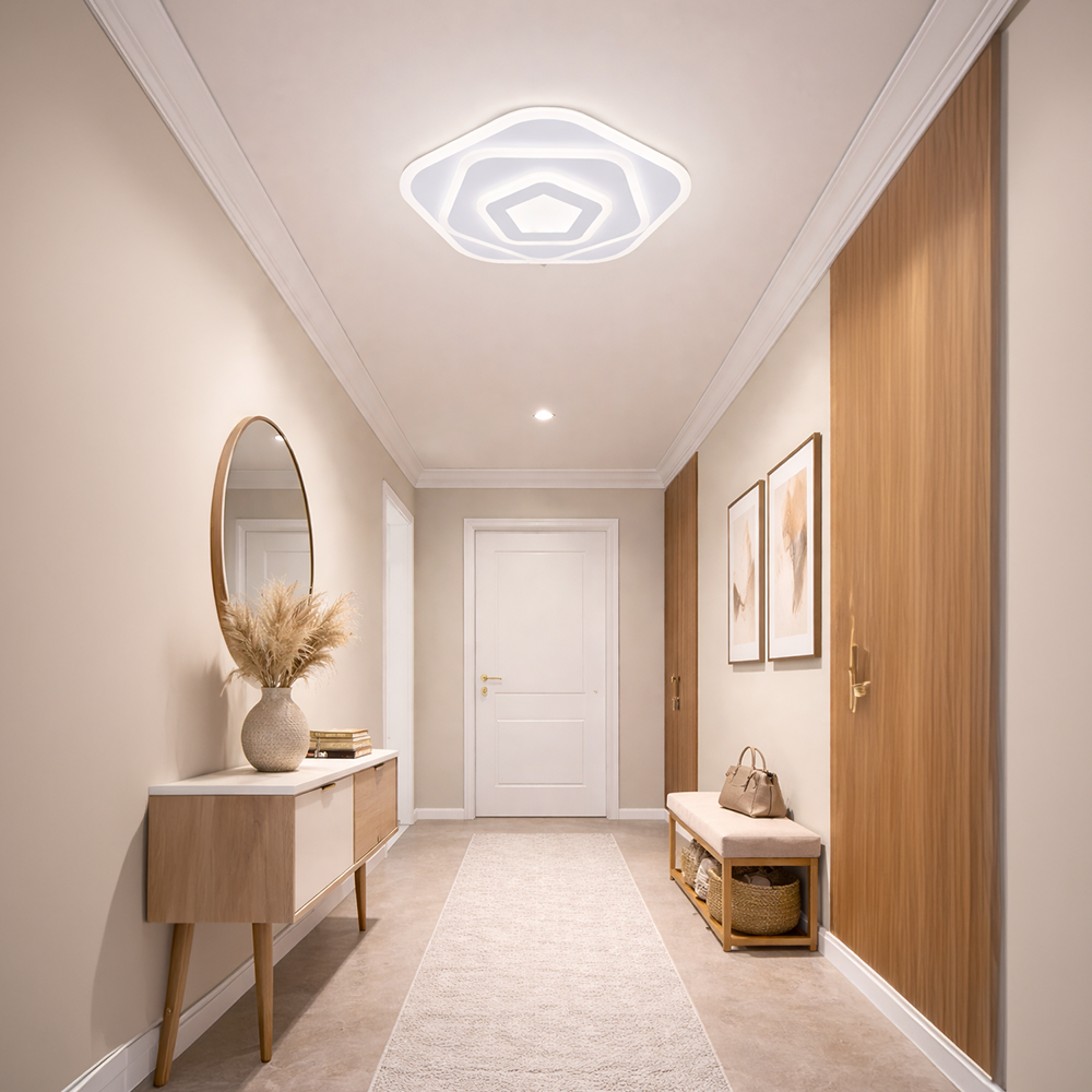 Πολυέλαιος LED με Τηλεχειριστήριο PENTAGON 59W, 40cm, Κρύο/Ζεστό/Ουδέτερο φως 3000K/4000K/6000K, Λευκοί, μεταλλικοί και ακρυλικοί πολυέλαιοι LED με τηλεχειριστήριο Προεπιλεγμένος τίτλος Alessandro Design