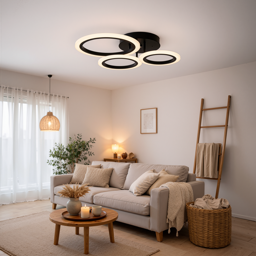 Πολυέλαιος LED με τηλεχειριστήριο BETTY 40W, 3 κύκλοι, κρύο/θερμ/ουδέτερο φως, ρυθμιζόμενο, μαύροι πολυέλαιοι LED με τηλεχειριστήριο Προεπιλεγμένος τίτλος Alessandro Design