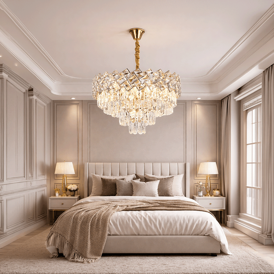 Κρυστάλλινος πολυέλαιος WINDSOR Elegance 8x E14, διάμετρος 39 cm, γυαλιστερό χρυσό, ρυθμιζόμενο ύψος, μεταλλικοί και κρυστάλλινοι πολυέλαιοι, προεπιλεγμένος τίτλος Alessandro Design
