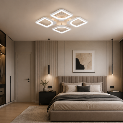 Πολυέλαιος LED με τηλεχειριστήριο ZOE 53W, 4 τετράγωνα, κρύο/θερμό/ουδέτερο φως, ρυθμιζόμενο, λευκός πολυέλαιος LED με τηλεχειριστήριο Προεπιλεγμένος τίτλος Alessandro Design