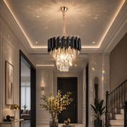 Crystal Chandelier VERSAILLES Petito 3xE14, Διάμετρος 30cm, Γυαλιστερό χρυσό και μαύρο, Ρυθμιζόμενο ύψος Κρυστάλλινος πολυέλαιος Προεπιλεγμένος τίτλος Alessandro Design
