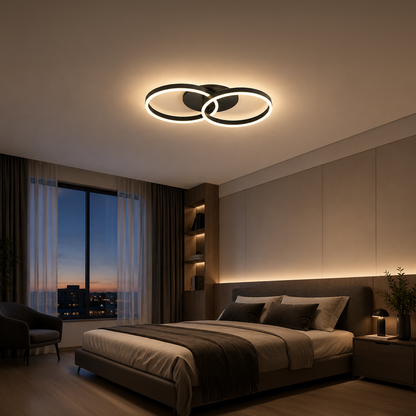 Πολυέλαιος LED με τηλεχειριστήριο RIGA LILITH 34W, 2 κύκλοι, κρύο/θερμ/ουδέτερο φως, ρυθμιζόμενο, μαύροι πολυέλαιοι LED με τηλεχειριστήριο Προεπιλεγμένος τίτλος Alessandro Design
