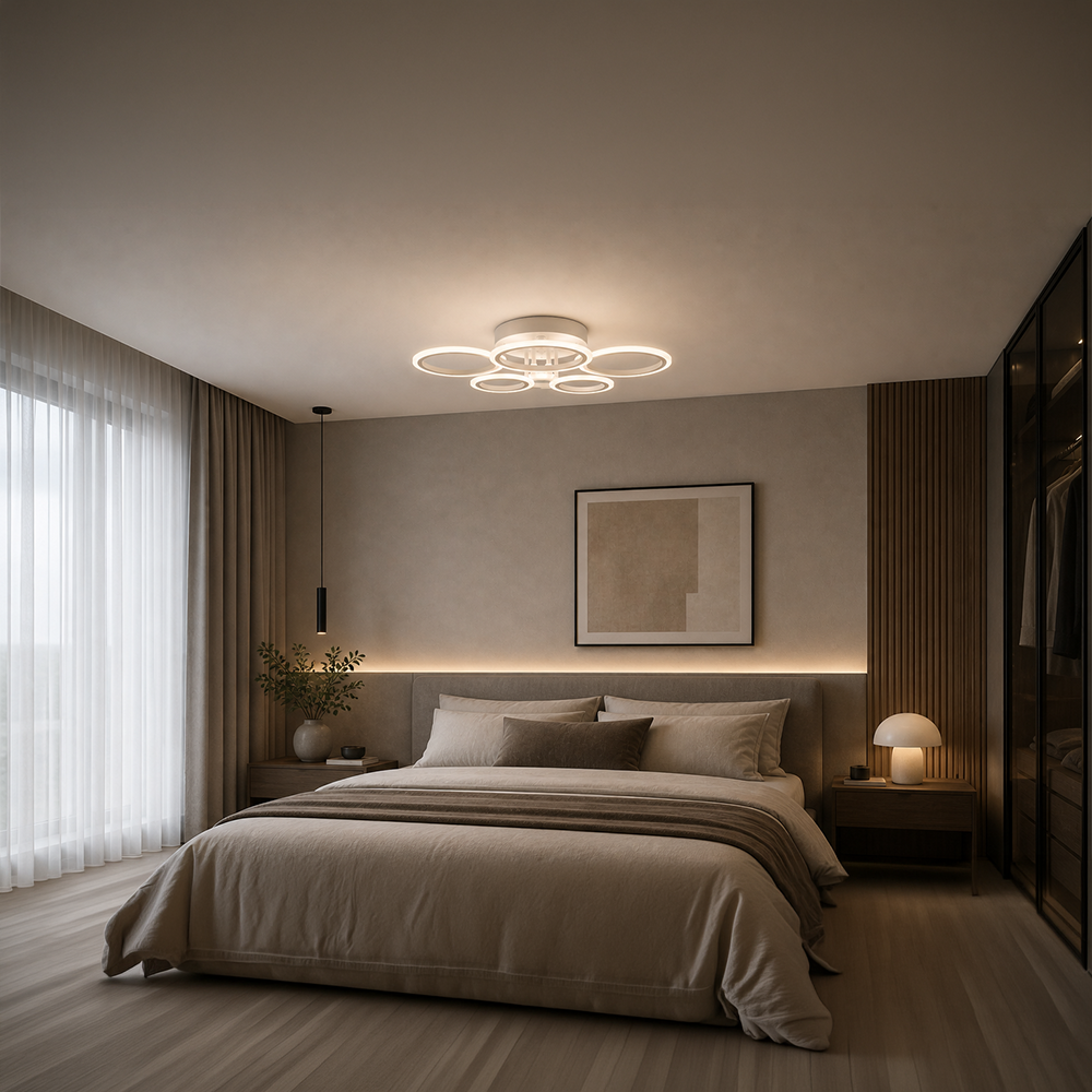 Πολυέλαιος LED με τηλεχειριστήριο BETTY 82W, 6 κύκλοι, κρύο/θερμό/ουδέτερο φως, ρυθμιζόμενο, λευκός πολυέλαιος LED με τηλεχειριστήριο Προεπιλεγμένος τίτλος Alessandro Design