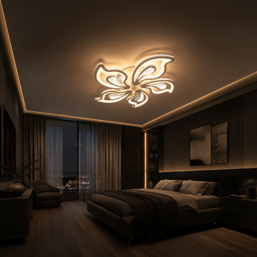 Πολυέλαιος LED με τηλεχειριστήριο GLORIOSA 95W, 5 πέταλα, κρύο/θερμ/ουδέτερο φως, ρυθμιζόμενο, λευκός πολυέλαιος LED με τηλεχειριστήριο Προεπιλεγμένος τίτλος Alessandro Design