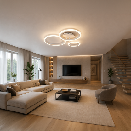 Πολυέλαιος LED με τηλεχειριστήριο BETTY 40W, 3 κύκλοι, κρύο/θερμό/ουδέτερο φως, ρυθμιζόμενο, λευκό, μεταλλικό και ακρυλικό LED πολυέλαιοι με τηλεχειριστήριο Προεπιλεγμένος τίτλος Alessandro Design