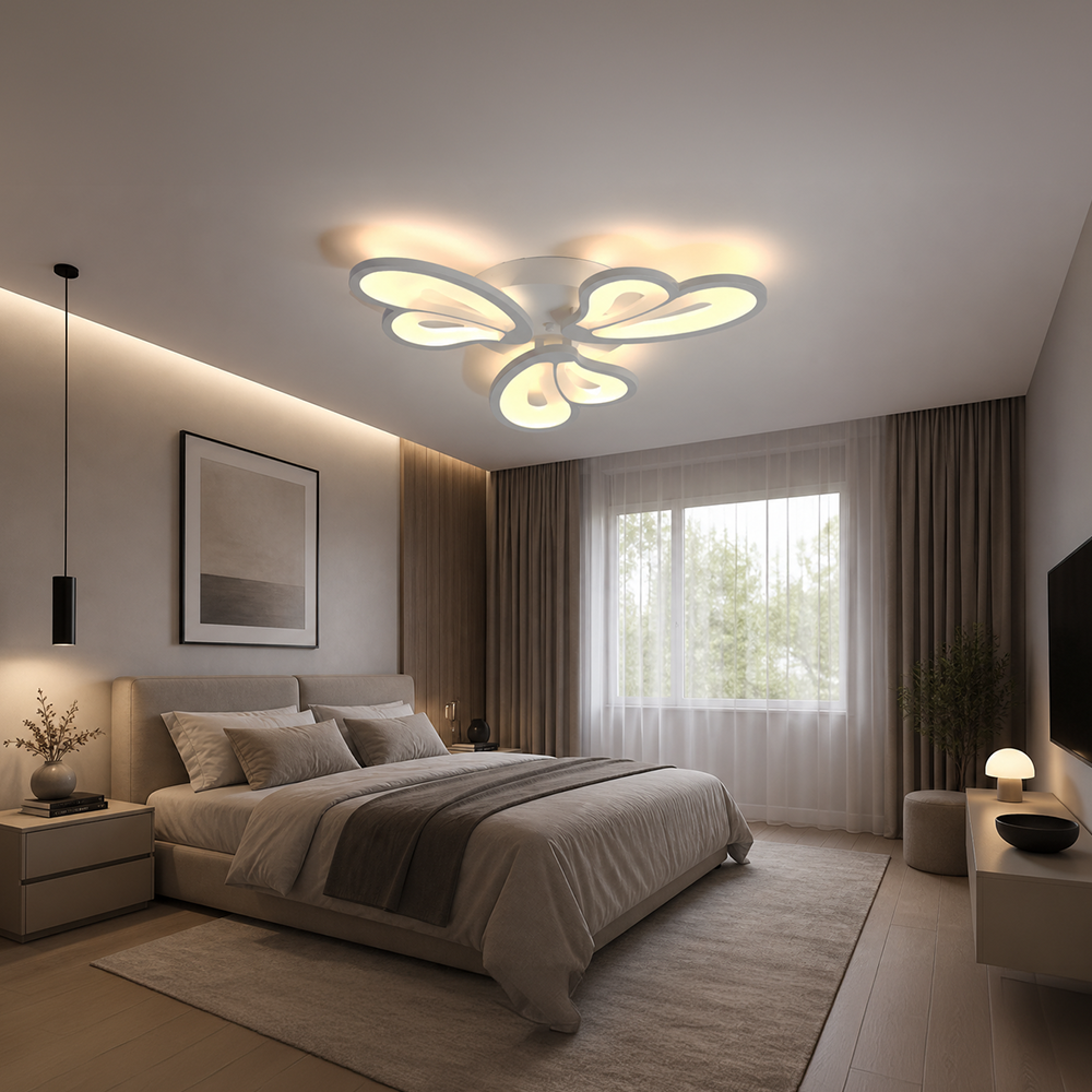 Πολυέλαιος LED με τηλεχειριστήριο BLOSSOM 40W, 3 πέταλα, κρύο/ζεστό/ουδέτερο φως, ρυθμιζόμενο, λευκός πολυέλαιος LED με τηλεχειριστήριο Προεπιλεγμένος τίτλος Alessandro Design