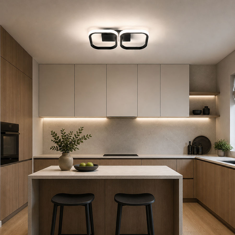 Πολυέλαιος LED VERTEX 21W, 2 τετράγωνα, Γραμμικό, Κρύο/Ζεστό/Ουδέτερο φως, Μαύροι πολυέλαιοι LED Προεπιλεγμένος τίτλος Alessandro Design