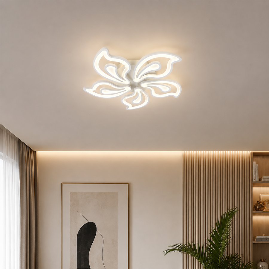 Πολυέλαιος LED με τηλεχειριστήριο LILY 86W, 5 Στοιχεία, Κρύο/Ζεστό/Ουδέτερο φως, Ρυθμιζόμενο, Λευκός πολυέλαιος LED με τηλεχειριστήριο Προεπιλεγμένος τίτλος Alessandro Design