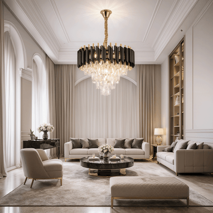 Crystal Chandelier VERSAILLES Nobile 5xE14, Diameter 40cm, Shiny Gold and Black Crystal Chandeliers Προεπιλεγμένος τίτλος Alessandro Design