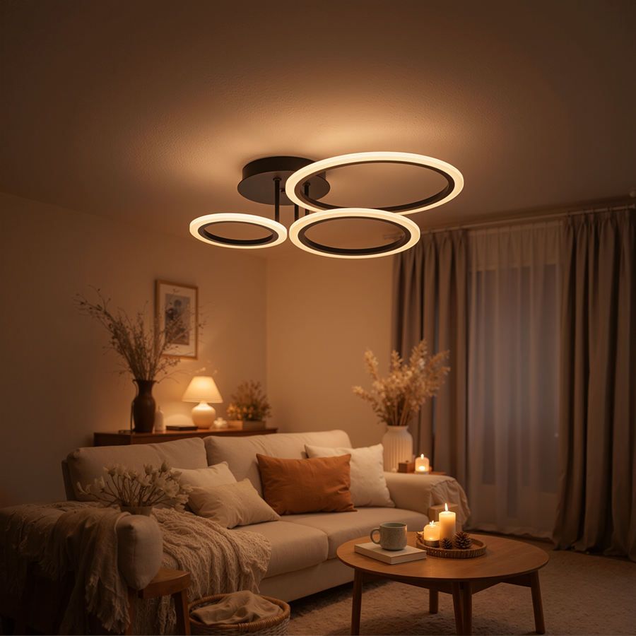 Πολυέλαιος LED με τηλεχειριστήριο BETTY 40W, 3 κύκλοι, κρύο/θερμ/ουδέτερο φως, ρυθμιζόμενο, μαύροι πολυέλαιοι LED με τηλεχειριστήριο Προεπιλεγμένος τίτλος Alessandro Design