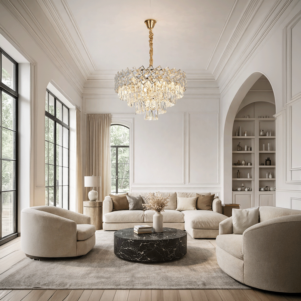 Κρυστάλλινος πολυέλαιος WINDSOR Elegance 8x E14, διάμετρος 39 cm, γυαλιστερό χρυσό, ρυθμιζόμενο ύψος, μεταλλικοί και κρυστάλλινοι πολυέλαιοι, προεπιλεγμένος τίτλος Alessandro Design