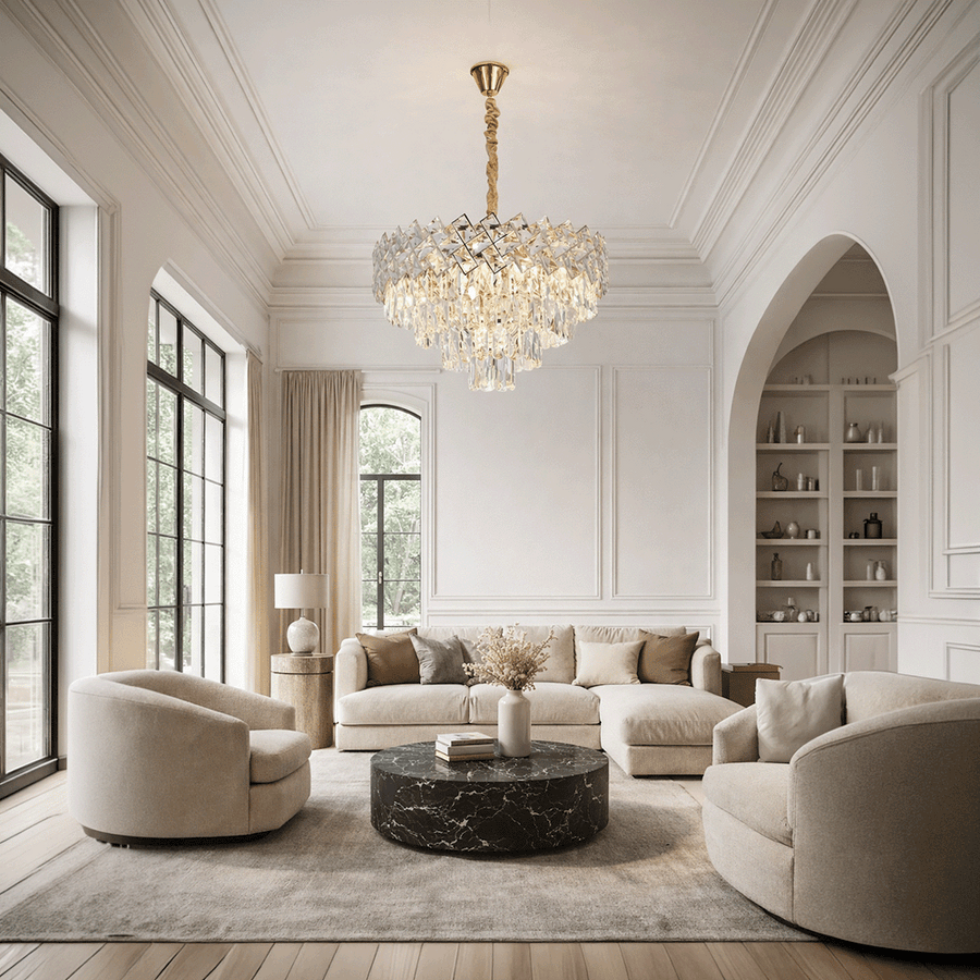 Κρυστάλλινος πολυέλαιος WINDSOR Elegance 8x E14, διάμετρος 39 cm, γυαλιστερό χρυσό, ρυθμιζόμενο ύψος, μεταλλικοί και κρυστάλλινοι πολυέλαιοι, προεπιλεγμένος τίτλος Alessandro Design