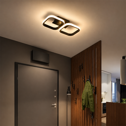 Πολυέλαιος LED VERTEX 21W, 2 τετράγωνα, Γραμμικό, Κρύο/Ζεστό/Ουδέτερο φως, Μαύροι πολυέλαιοι LED Προεπιλεγμένος τίτλος Alessandro Design